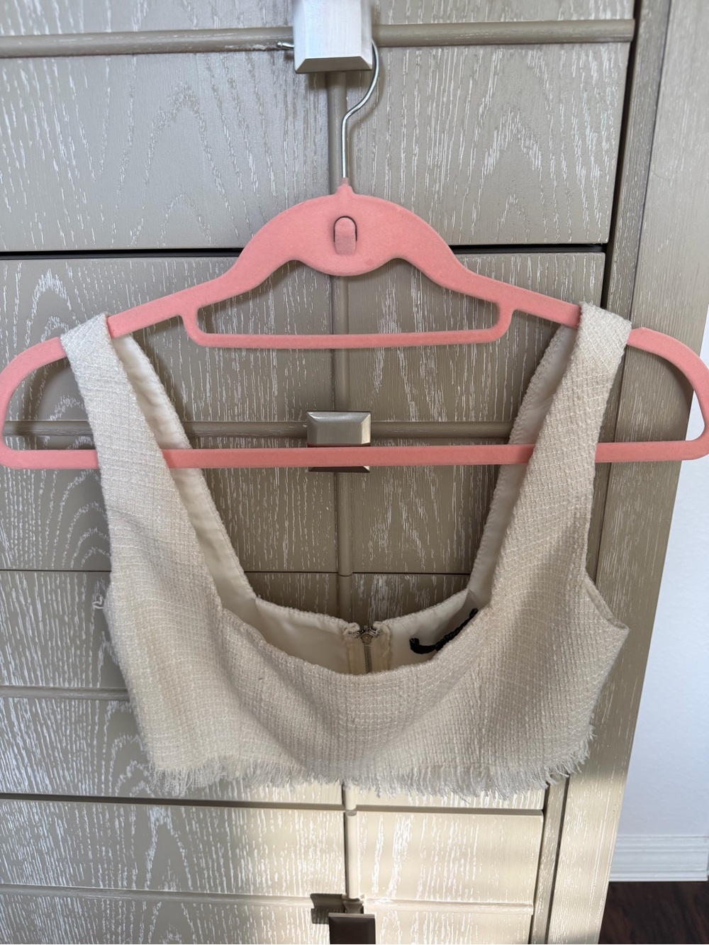 Zara Cream Textured Crop Tank Top